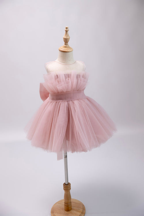 Lunabelle Bow Tulle Dress – Pink